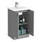 Venice Abstract 500mm Grey Vanity Unit - Floor Standing 2 Door Unit with Chrome Square Drop Handles In Bathroom Large Image