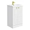 Venice Abstract 500mm White Vanity Unit - Floor Standing with Brushed Brass Handles Large Image
