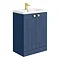 Venice Abstract 600mm Blue Vanity Unit - Floor Standing 2 Door Unit with Brushed Brass Square Drop H