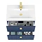 Venice Abstract 600mm Blue Vanity Unit - Wall Hung 2 Drawer Unit with Brushed Brass Square Drop Handles  Standard Large Image