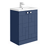 Venice Abstract 600mm Blue Vanity Unit - Floor Standing 2 Door Unit with Chrome Square Drop Handles 