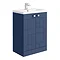 Venice Abstract 600mm Blue Vanity Unit - Floor Standing 2 Door Unit with Chrome Square Drop Handles