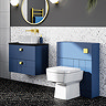 Venice Abstract 600mm Blue Vanity Unit - Wall Hung 2 Drawer Unit with Black Worktop & Brushed Brass Handles  Standard Large Image