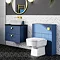Venice Abstract 600mm Blue Vanity Unit - Wall Hung 2 Drawer Unit with Black Worktop & Brushed Brass Handles  Standard Large Image