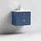 Venice Abstract 600mm Blue Vanity Unit - Wall Hung 2 Drawer Unit with Chrome Square Drop Handles  St