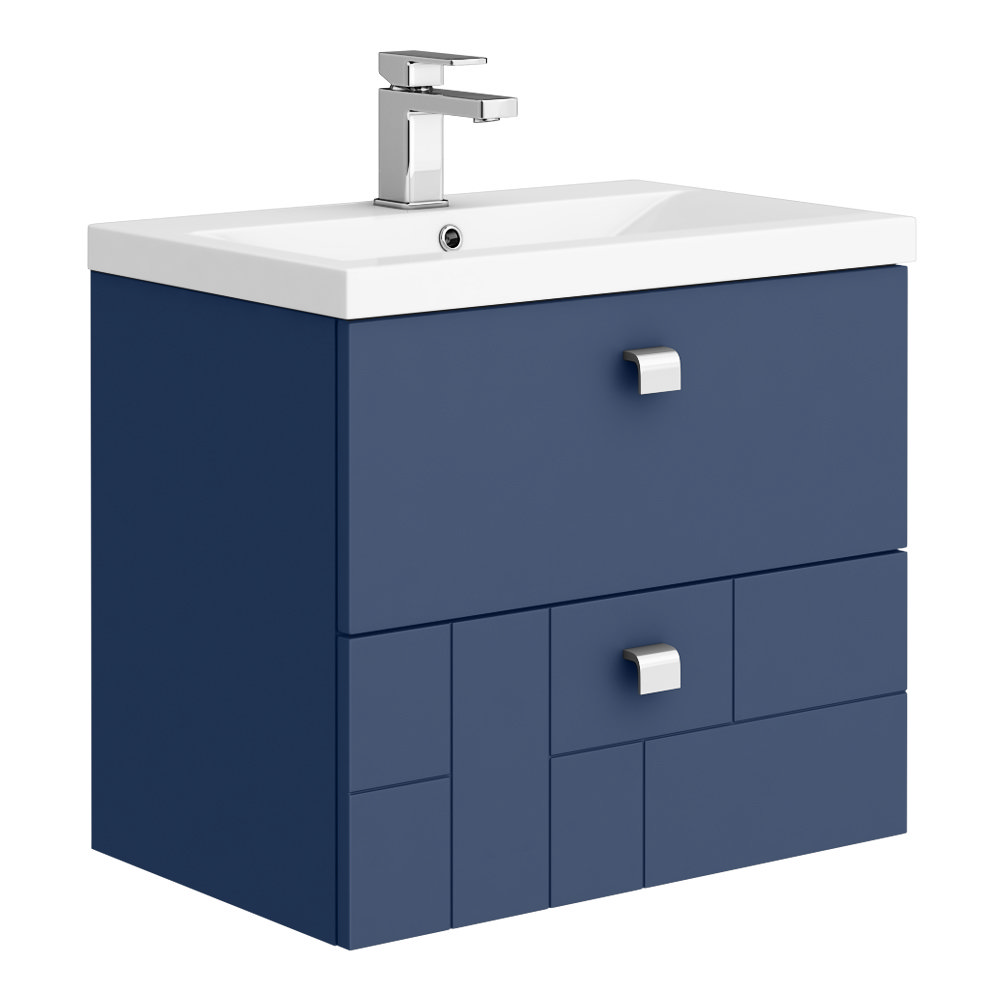 Venice Abstract 600mm Blue 2 Drawer Wall Hung Vanity Unit with