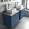 Venice Abstract 600mm Blue Vanity Unit - Wall Hung 2 Drawer Unit with Grey Worktop & Chrome Handles 