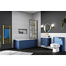 Venice Abstract 600mm Blue Vanity Unit - Wall Hung 2 Drawer Unit with White Worktop & Brushed Brass Handles
