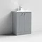 Venice Abstract 600mm Grey Vanity Unit - Floor Standing 2 Door Unit with Chrome Square Drop Handles 