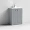 Venice Abstract 600mm Grey Vanity Unit - Floor Standing 2 Door Unit with Chrome Square Drop Handles