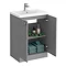 Venice Abstract 600mm Grey Vanity Unit - Floor Standing 2 Door Unit with Chrome Square Drop Handles  In Bathroom Large Image