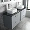 Venice Abstract 600mm Grey Vanity Unit - Wall Hung 2 Drawer Unit with Black Worktop & Chrome Handles