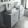 Venice Abstract 600mm Grey Vanity Unit - Wall Hung 2 Drawer Unit with Grey Worktop & Chrome Handles 