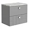 Venice Abstract 600mm Grey Vanity Unit - Wall Hung 2 Drawer Unit with Grey Worktop & Chrome Handles 