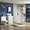 Venice Abstract 600mm White Vanity Unit - Floor Standing 2 Door Unit with Chrome Square Drop Handles