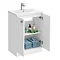 Venice Abstract 600mm White Vanity Unit - Floor Standing 2 Door Unit with Chrome Square Drop Handles Newest Large Image