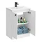 Venice Abstract 600mm White Vanity Unit - Floor Standing 2 Door Unit with Matt Black Square Drop Handles  In Bathroom Large Image