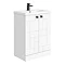 Venice Abstract 600mm White Vanity Unit - Floor Standing 2 Door Unit with Matt Black Square Drop Han