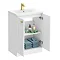 Venice Abstract 600mm White Vanity Unit - Floor Standing with Brushed Brass Handles Standard Large Image