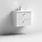 Venice Abstract 600mm White Vanity Unit - Wall Hung 2 Drawer Unit with Chrome Square Drop Handles  S