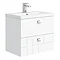 Venice Abstract 600mm White Vanity Unit - Wall Hung 2 Drawer Unit with Chrome Square Drop Handles La
