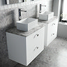 Venice Abstract 600mm White Vanity Unit - Wall Hung 2 Drawer Unit with Grey Worktop & Chrome Handles