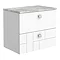 Venice Abstract 600mm White Vanity Unit - Wall Hung 2 Drawer Unit with Grey Worktop & Chrome Handles