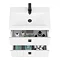 Venice Abstract 600mm White Vanity Unit - Wall Hung 2 Drawer Unit with Matt Black Square Drop Handles  In Bathroom Large Image
