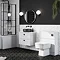 Venice Abstract 600mm White Vanity - Wall Hung 2 Drawer Unit with White Worktop & Matt Black Handles  In Bathroom Large Image