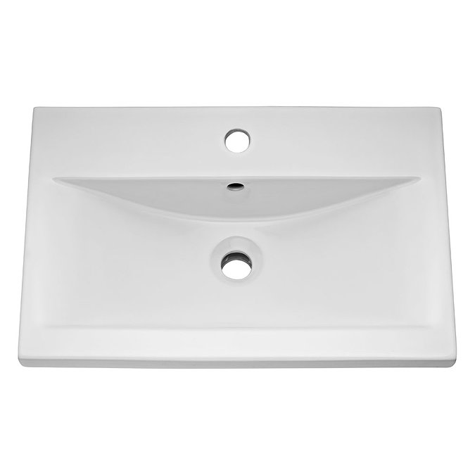 Venice Abstract 600mm White Vanity Unit - Wall Hung Vanity with Brushed Brass Handles  Profile Large