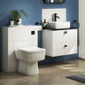Venice Abstract 600mm White Vanity - Wall Hung 2 Drawer Unit with Black Worktop & Matt Black Handles