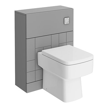 Venice Abstract Grey Complete Toilet Unit w. Pan, Cistern + Polished Chrome Flush  Profile Large Ima