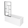 Venice Abstract Matt Black Grid Bath Screen with Square Single Ended Bath  Profile Large Image