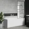 Venice Abstract Matt Black Grid Bath Screen with Square Single Ended Bath Large Image