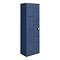 Venice Abstract Wall Hung Tall Storage Cabinet - Blue - with Brushed Brass Square Drop Handle Large 