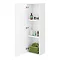 Venice Abstract Wall Hung Tall Storage Cabinet - White - with Matt Black Square Drop Handle Feature