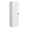 Venice Abstract Wall Hung Tall Storage Cabinet - White - with Matt Black Square Drop Handle Large Im