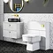 Venice Abstract White Complete Toilet Unit w. Pan, Cistern + Brushed Brass Flush  additional Large I
