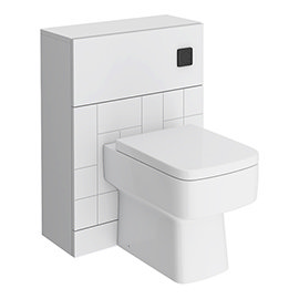  Venice Abstract White Complete Toilet Unit w. Pan, Cistern + Matt Black Flush Medium Image