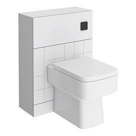 Venice Abstract White Complete Toilet Unit w. Pan, Cistern + Matt Black Flush Large Image