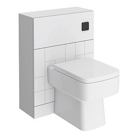  Venice Abstract White Complete Toilet Unit w. Pan, Cistern + Matt Black Flush Large Image