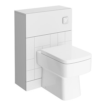 Venice Abstract White Complete Toilet Unit w. Pan, Cistern + Polished Chrome Flush  Profile Large Im