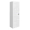 Venice Abstract White Wall Hung Tall Storage Cabinet with Brushed Brass Square Drop Handle Large Ima