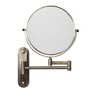 Venice Antique Brass 5x Magnifying Cosmetic Mirror with Curved Wall Plate  Profile Large Image