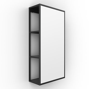 Venice Black 300 x 600mm Mirror with Open Shelves