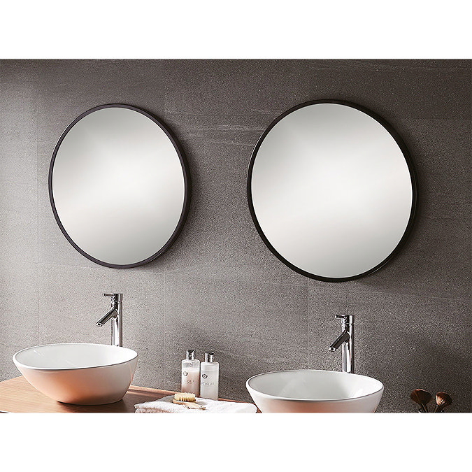 Venice Black 600mm Round Mirror Feature Large Image
