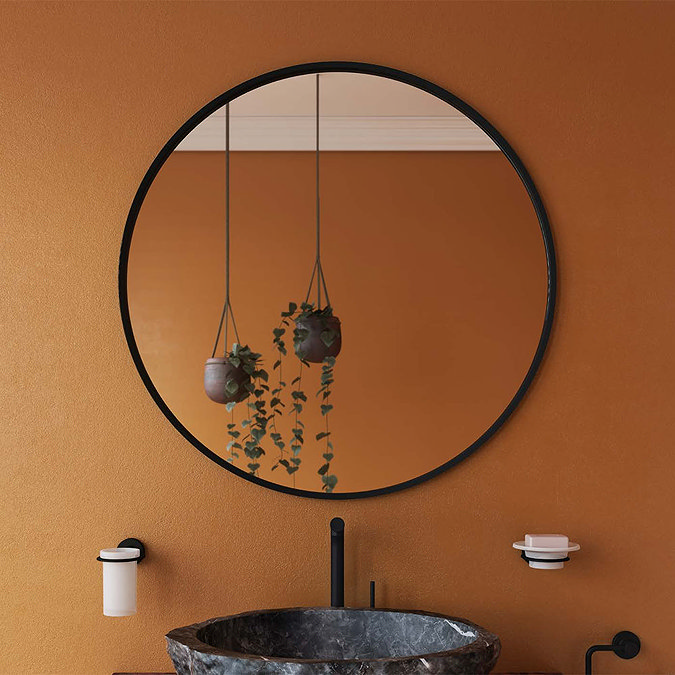 Venice Black 600mm Round Mirror Standard Large Image