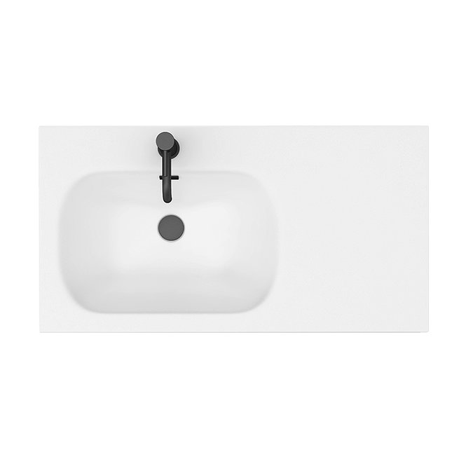 Venice Black Frame Basin Washstand - 1 Drawer, 1 Cupboard inc. 900mm Solid Stone Basin  In Bathroom 