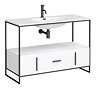 Venice Black Frame Basin Washstand - 1 Drawer, 2 Cupboards inc. 1200mm Solid Stone Basin  Profile La