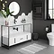 Venice Black Frame Basin Washstand - 1 Drawer, 2 Cupboards inc. 1200mm Solid Stone Basin  Feature La